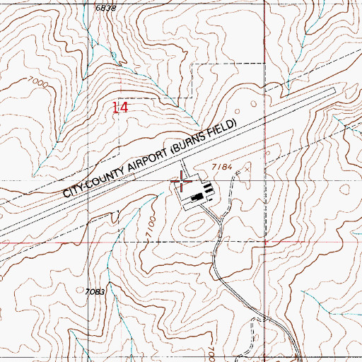 Topographic Map of Evanston-Uinta County Airport Burns Field, WY