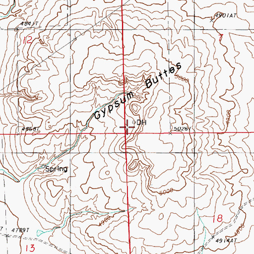 Topographic Map of Gypsum Buttes, WY