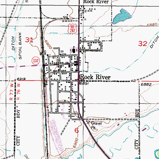 Topographic Map of Rock River, WY