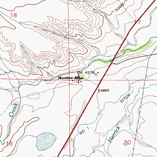 Topographic Map of Meriden Post Office, WY