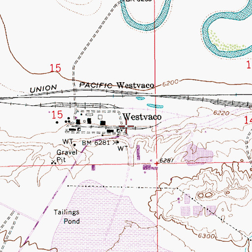 Topographic Map of Westvaco, WY