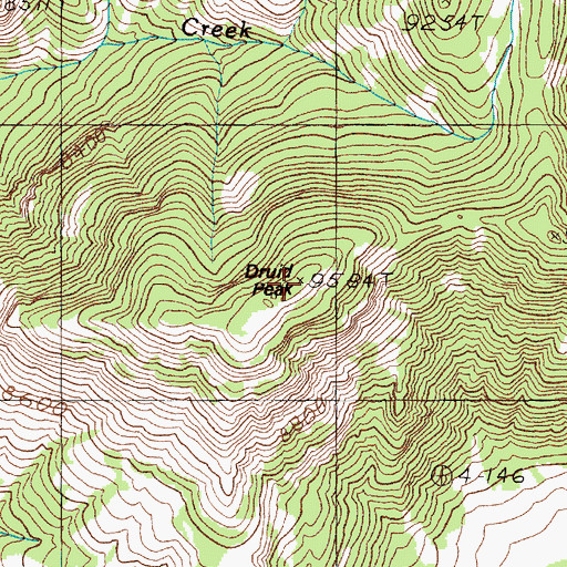 Topographic Map of Druid Peak, WY