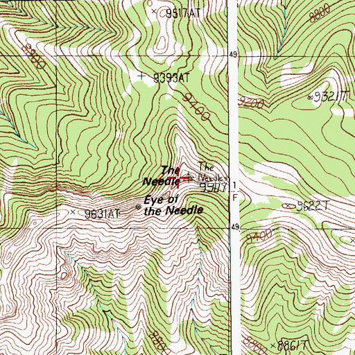 Topographic Map of The Needle, WY