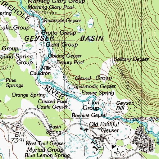 Topographic Map of Turban Geyser, WY
