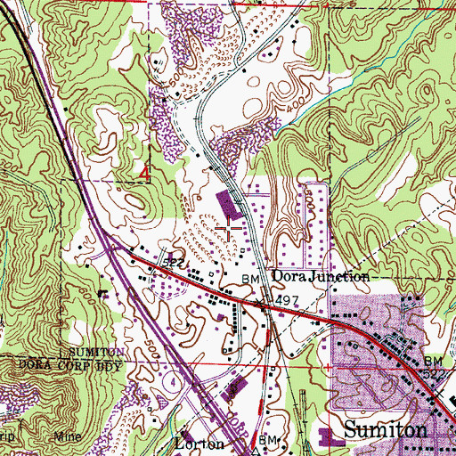 Topographic Map of WRSM-AM (Sumiton), AL
