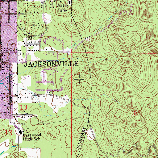 Topographic Map of NEW-AM (Jacksonville), AL