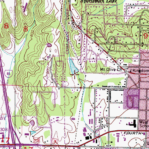 Topographic Map of WFMH-AM (Cullman), AL