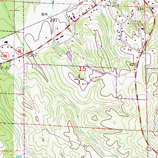 Topographic Map of WHKW-FM (Fayette), AL