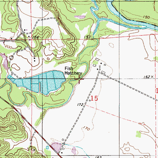 Topographic Map of Marion Fish Hatchery Number Two Dam, AL