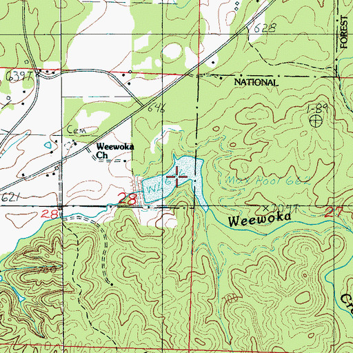 Topographic Map of Tallaseehatchee Watershed Number Six Lake, AL