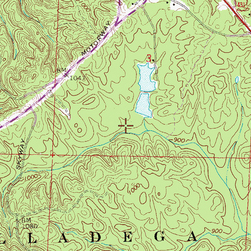 Topographic Map of White Number 2 Dam, AL