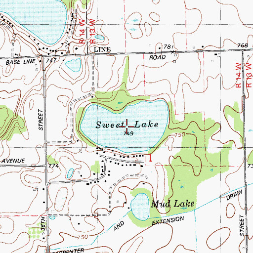 Topographic Map of Sweet Lake, MI
