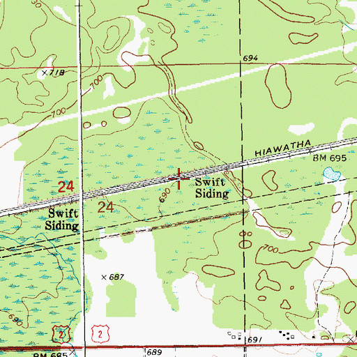 Topographic Map of Swift Siding, MI