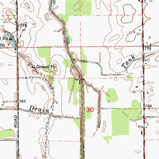 Topographic Map of Temple Drain, MI