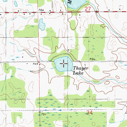 Topographic Map of Thayer Lake, MI