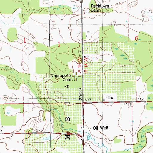 Topographic Map of Thompson Cemetery, MI
