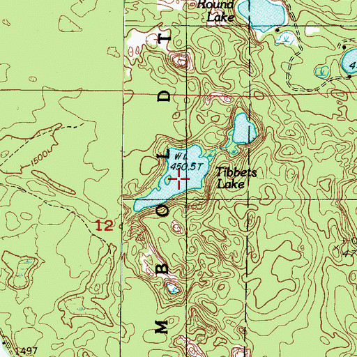 Topographic Map of Tibbets Lake, MI
