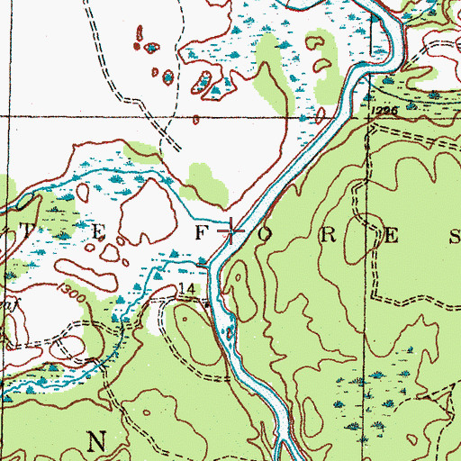 Topographic Map of Tim Bowers Creek, MI