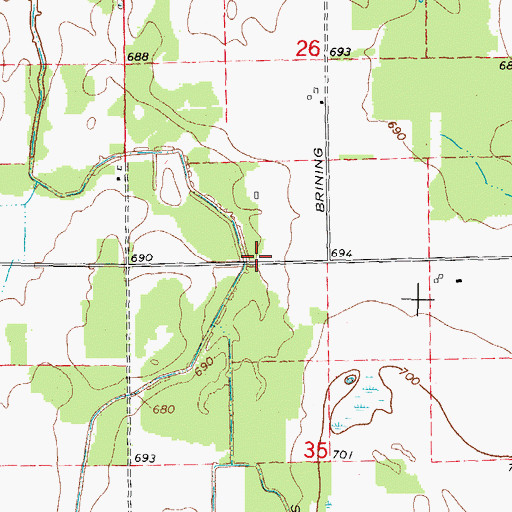 Topographic Map of Tinsey Drain, MI