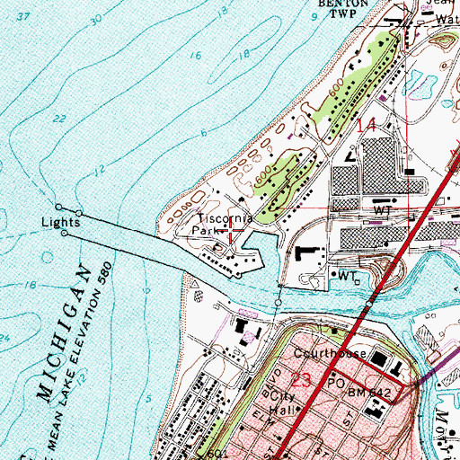 Topographic Map of Tiscornia Park, MI