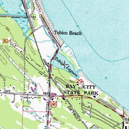 Topographic Map of Tobico Lagoon, MI
