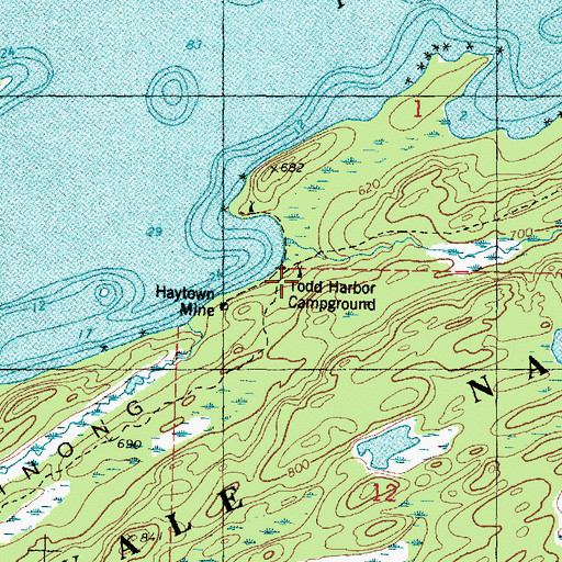 Topographic Map of Todd Harbor Campground, MI