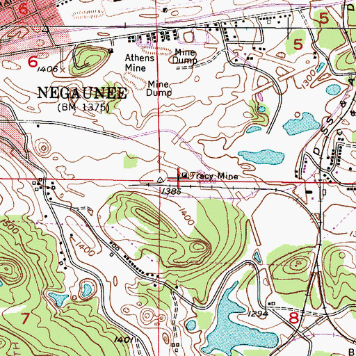 Topographic Map of Tracy Mine, MI
