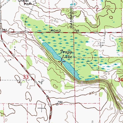 Topographic Map of Trapp Lake, MI