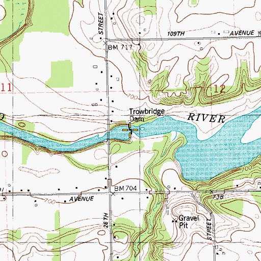 Topographic Map of Trowbridge Dam, MI