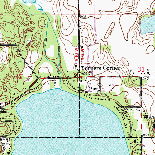 Topographic Map of Turners Corner, MI