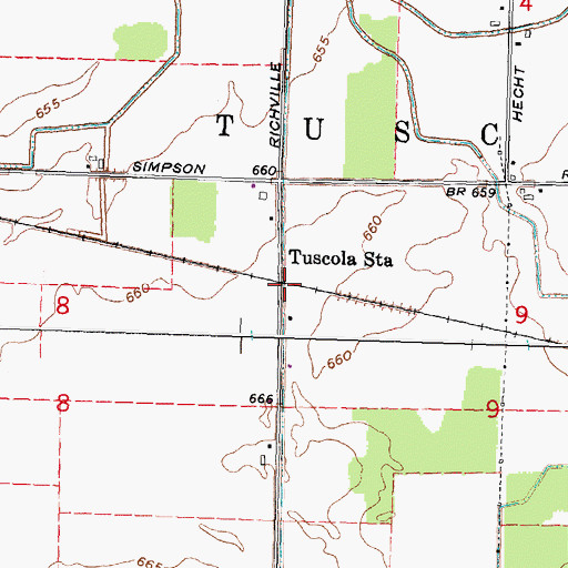 Topographic Map of Tuscola Station, MI