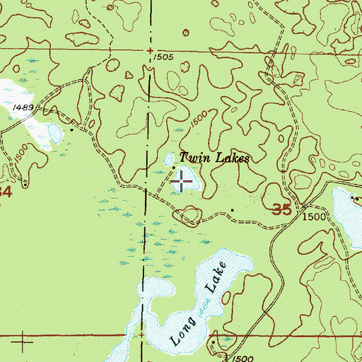 Topographic Map of Twin Lakes, MI