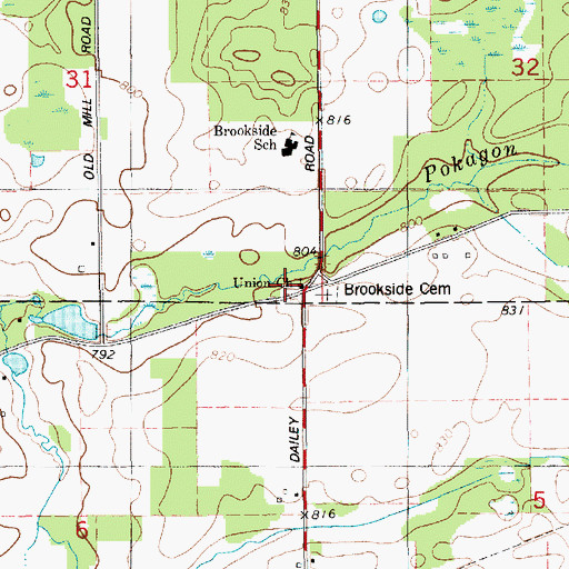 Topographic Map of Union Church, MI
