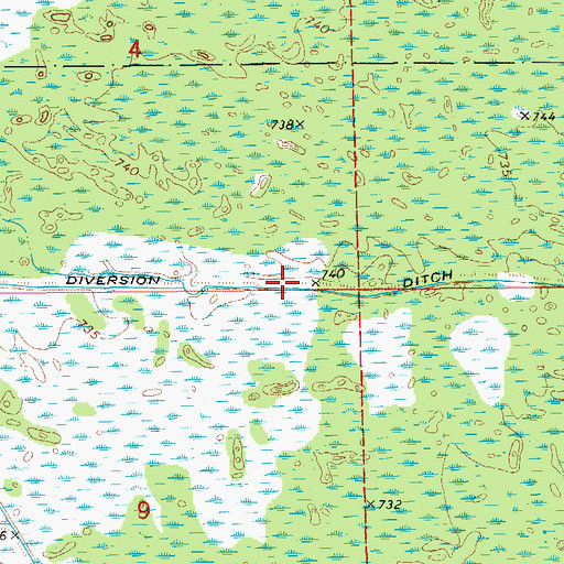 Topographic Map of Unit Number One Diversion Ditch, MI