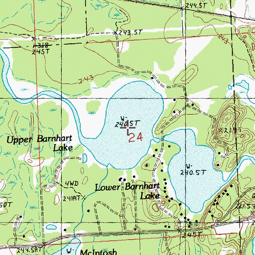 Topographic Map of Upper Barnhart Lake, MI