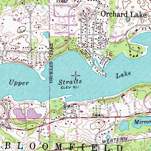Topographic Map of Upper Straits Lake, MI