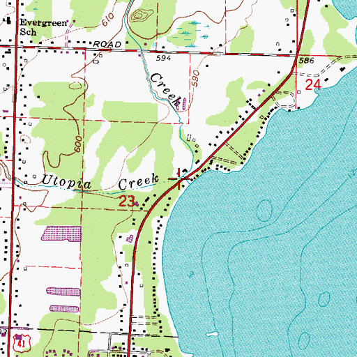 Topographic Map of Utopia Creek, MI