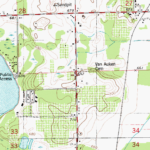 Topographic Map of Van Auken School, MI