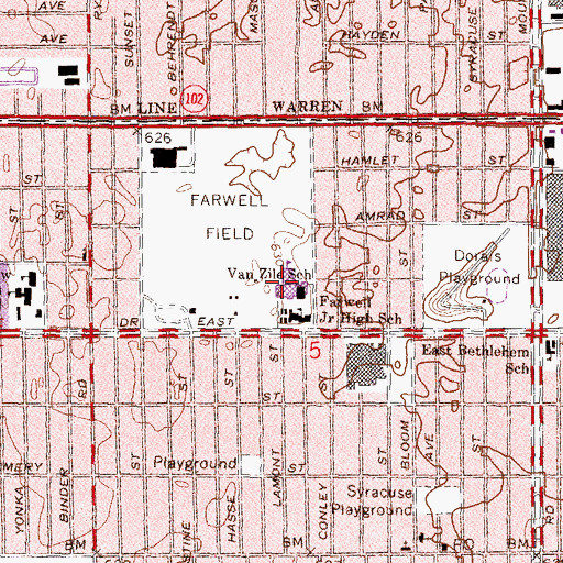 Topographic Map of Van Zile School, MI