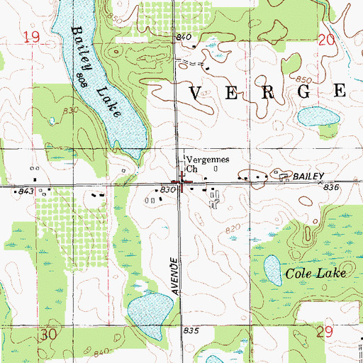Topographic Map of Vergennes Church, MI