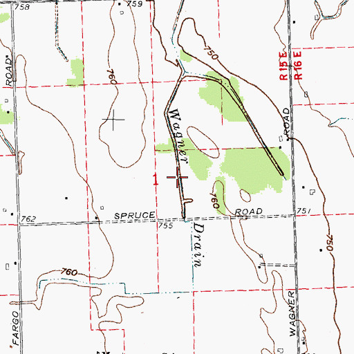 Topographic Map of Wagner Drain, MI