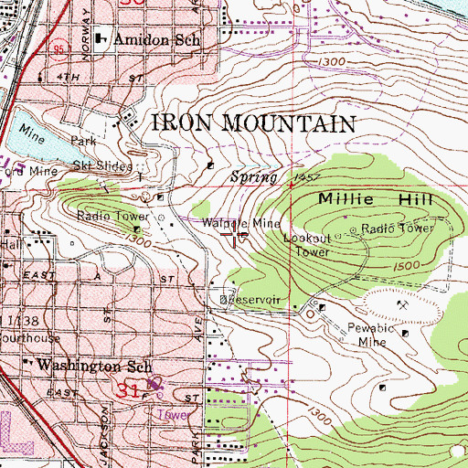Topographic Map of Walpole Mine, MI