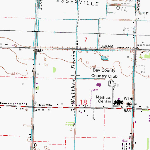 Topographic Map of Walther Drain, MI