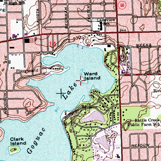 Topographic Map of Ward Island, MI