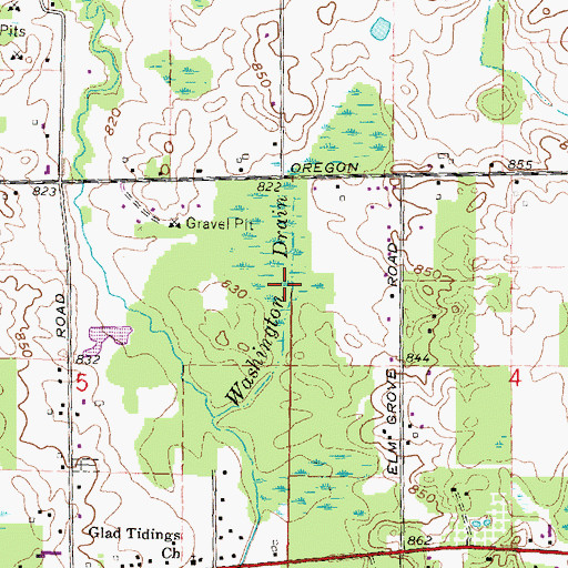 Topographic Map of Washington Drain, MI
