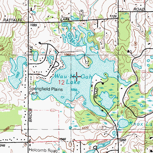 Topographic Map of Wau-Me-Gah Lake, MI