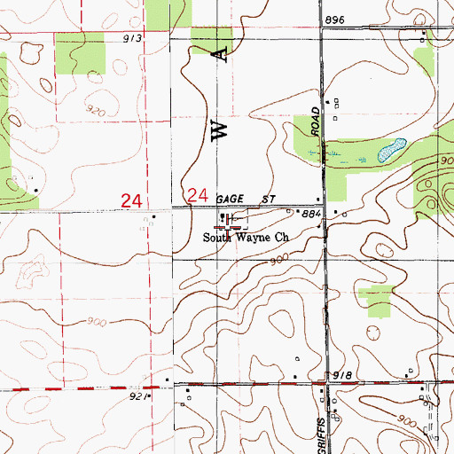 Topographic Map of Wayne Chapel, MI