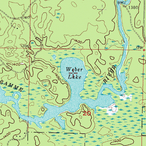 Topographic Map of Weber Lake, MI