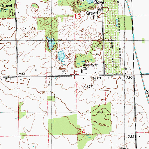 Topographic Map of Wesleyan Church, MI