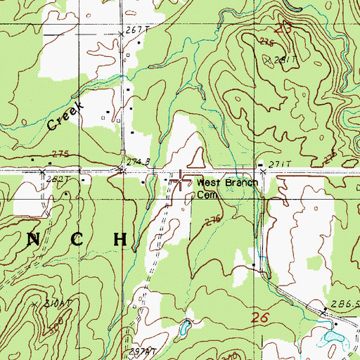 Topographic Map of West Branch Cemetery, MI